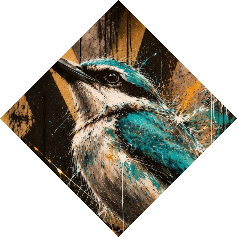 Spannrahmenbild Modern Art Vogel im Street Art Stil Raute