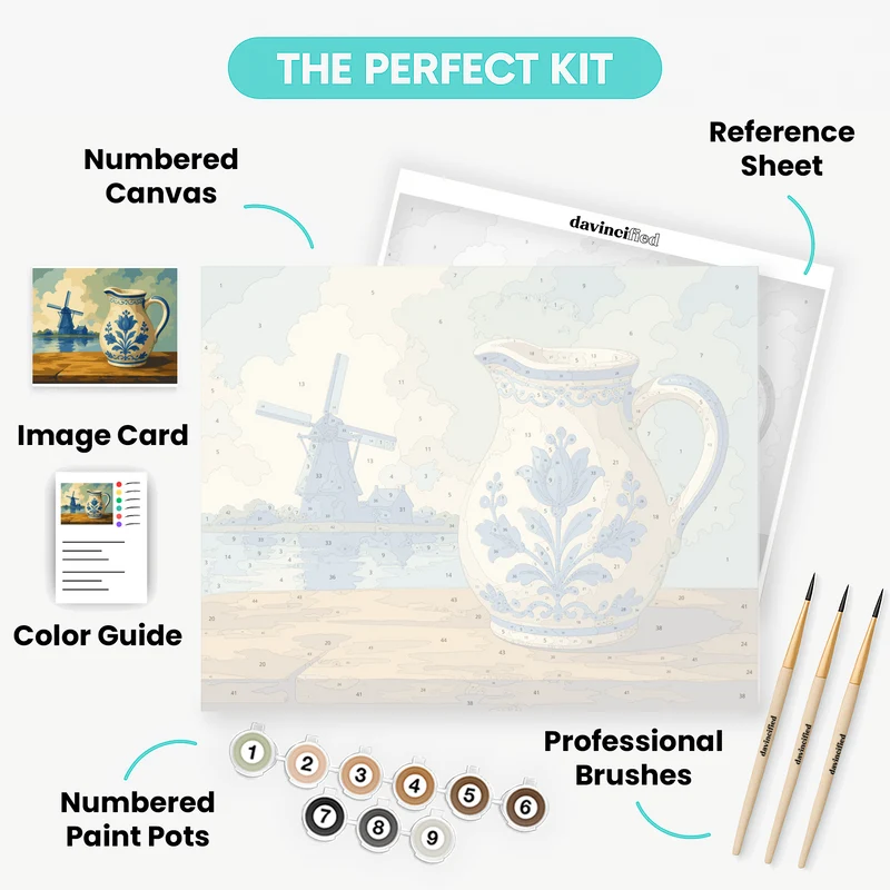 Delft Jug & Windmill - Paint by Numbers Kit