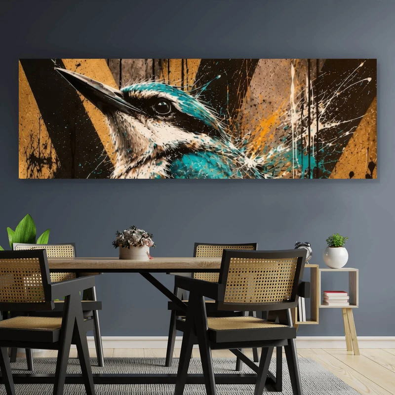 Aluminiumbild Modern Art Vogel im Street Art Stil Panorama