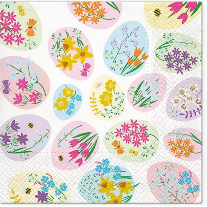 Flowered Eggs Decoupage Napkins - 1 pc