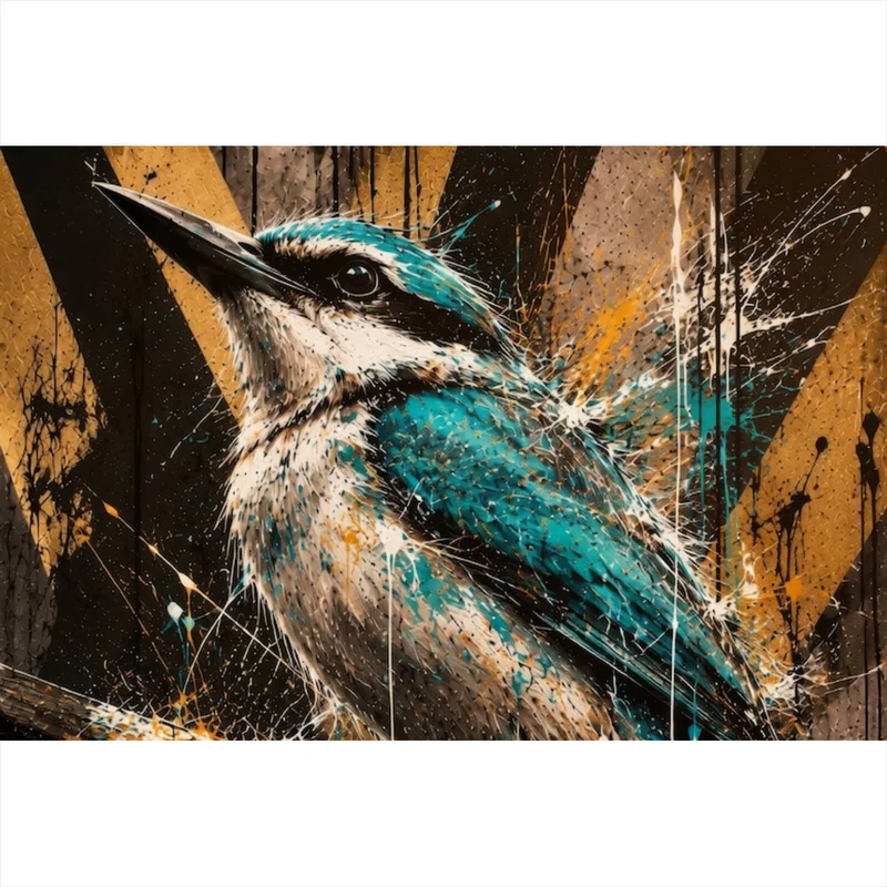 Spannrahmenbild Modern Art Vogel im Street Art Stil Querformat