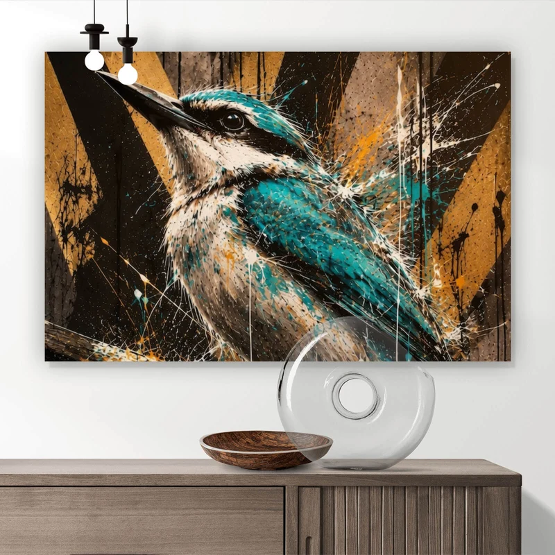 Poster Modern Art Vogel im Street Art Stil Querformat