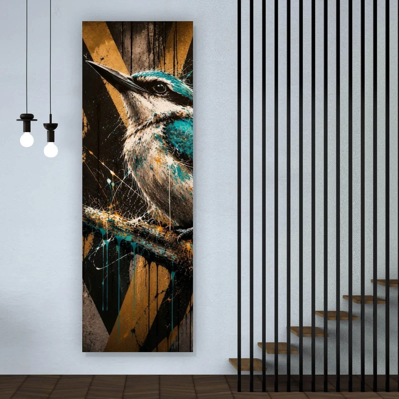 Aluminiumbild Modern Art Vogel im Street Art Stil Panorama Hoch