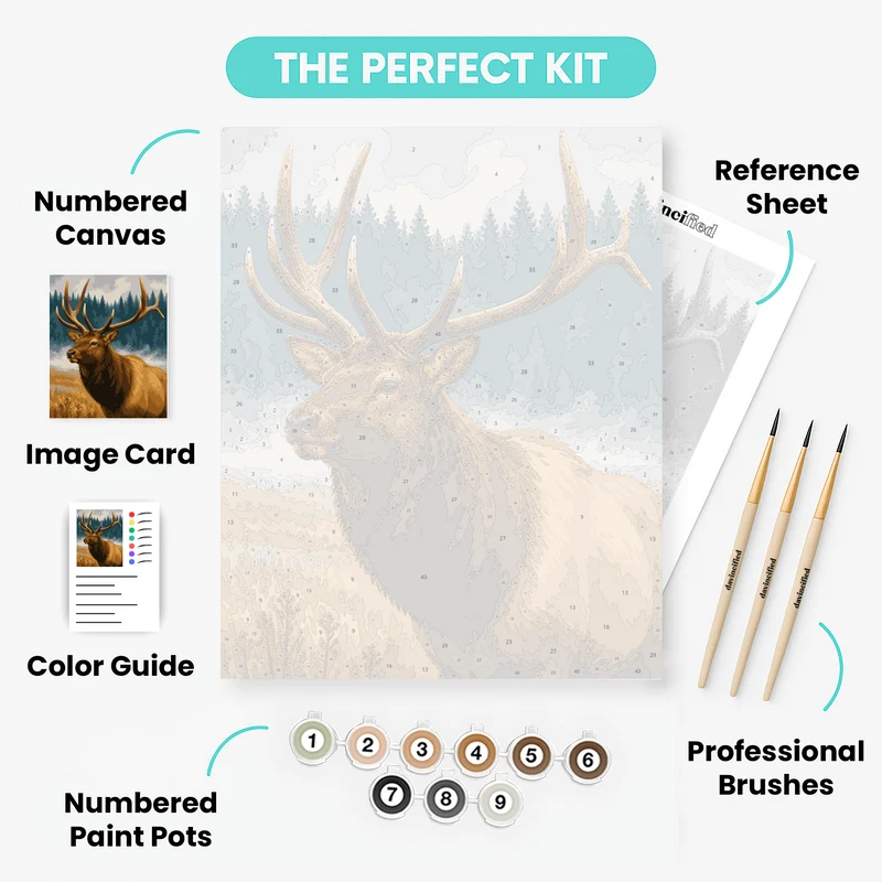 Roosevelt Elk in Mist - Paint by Numbers Kit