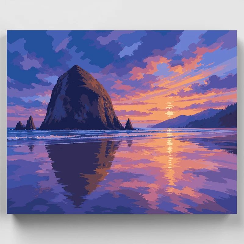 Haystack Rock Dusk - Paint by Numbers Kit