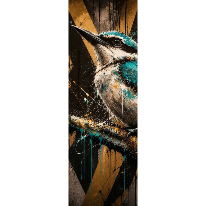 Leinwandbild Modern Art Vogel im Street Art Stil Panorama Hoch