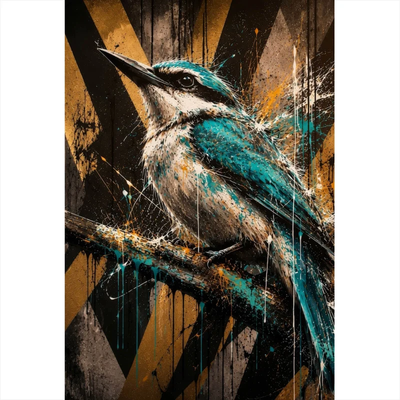 Spannrahmenbild Modern Art Vogel im Street Art Stil Hochformat