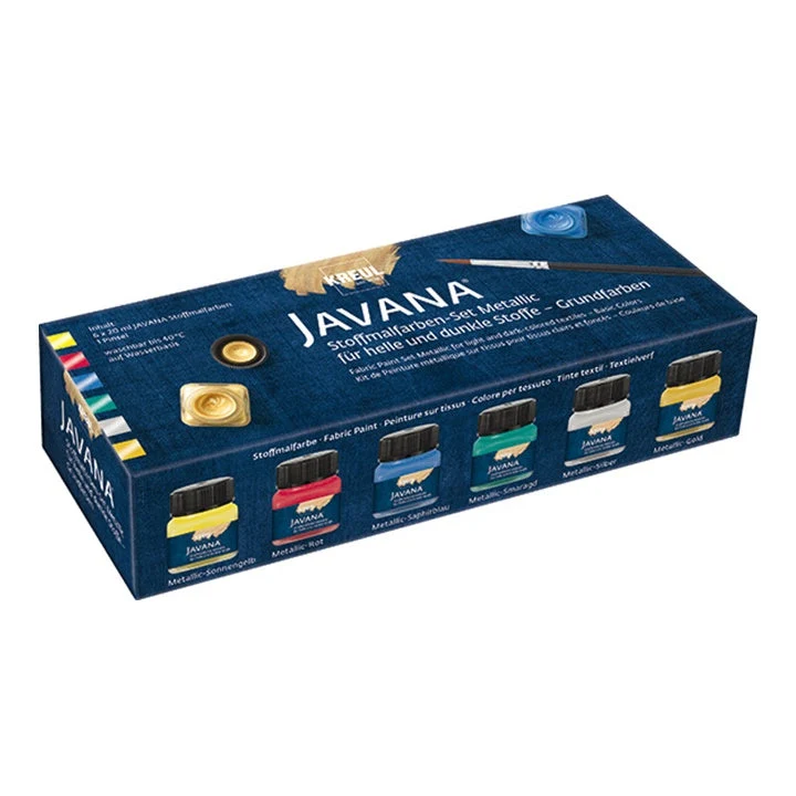 JAVANA Fabric Paint Set With Metallic Effect