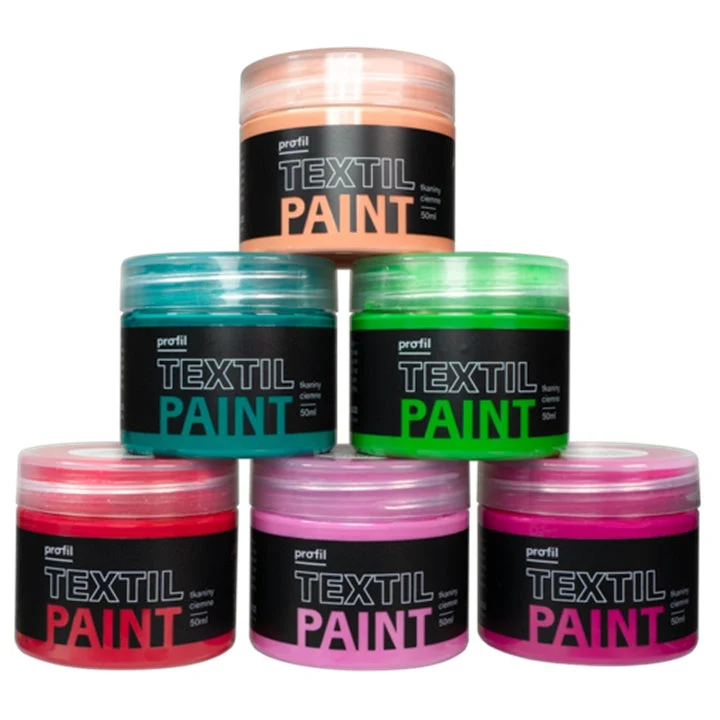 Profil Fabric Paint Set for Dark Fabrics, Wild Rose, 6 x 50 ml