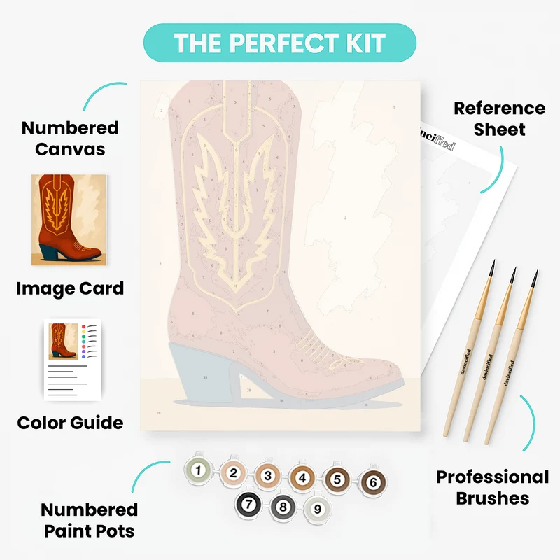 Rust Red Cowboy Boot - Paint by Numbers Kit