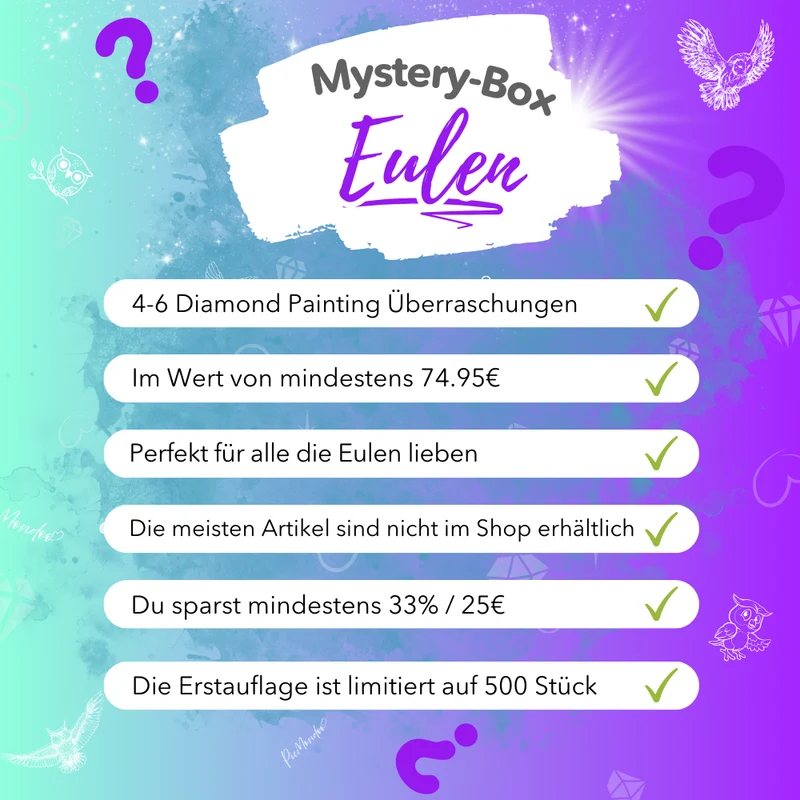 Diamond Painting Mystery-Box "Eulen" (#1)