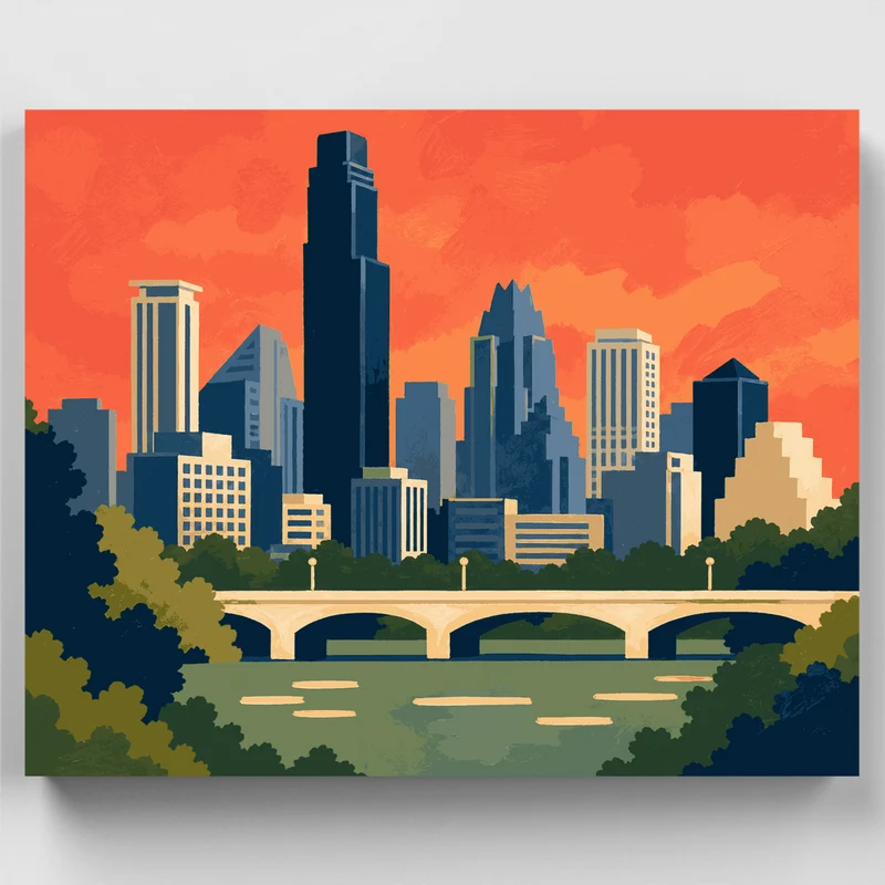 Austin Skyline Sunset - Paint by Numbers Kit