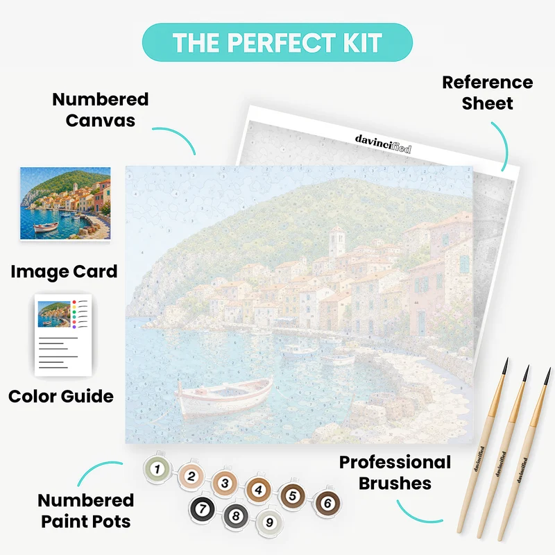 Sunlit Fishing Harbor - Paint by Numbers Kit