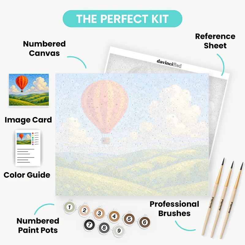 Red Balloon Over Hills - Paint by Numbers Kit