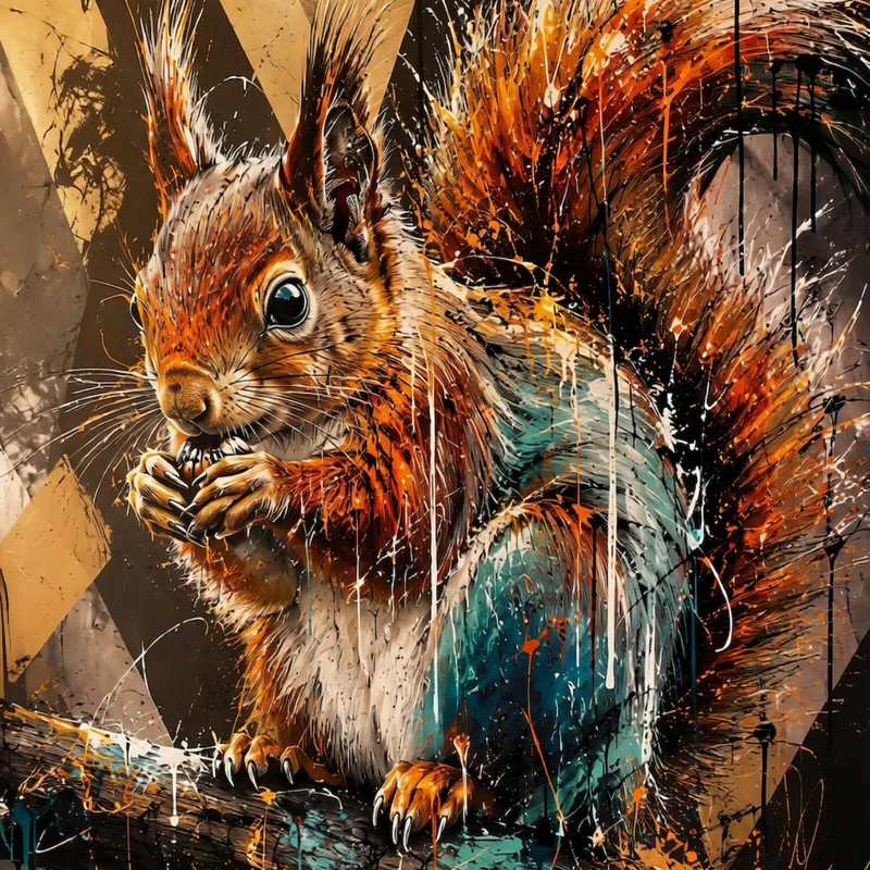 Poster Modern Art Eichhörnchen im Street Art Stil Quadrat