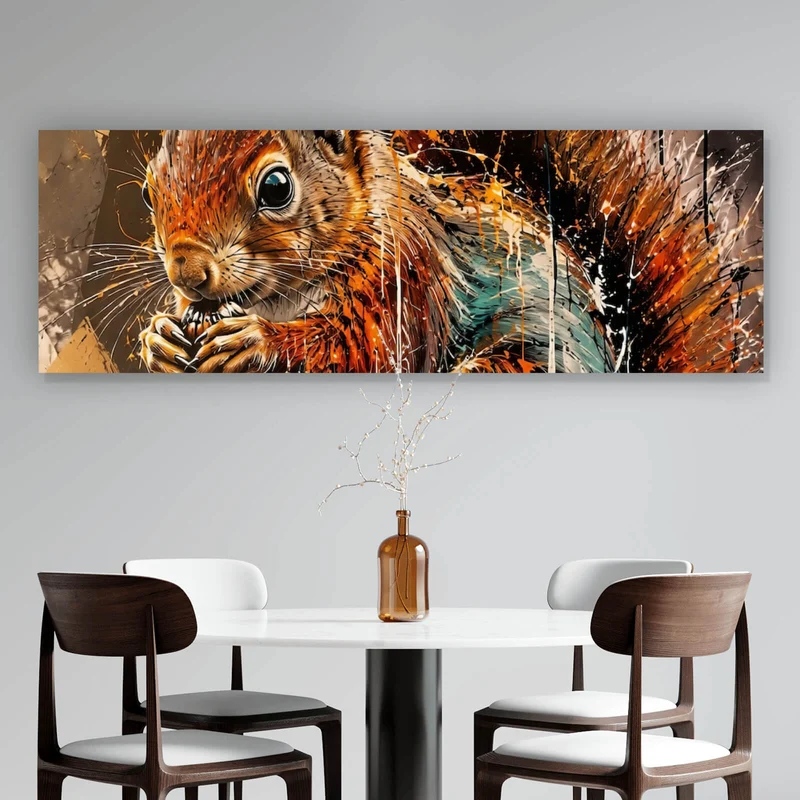 Leinwandbild Modern Art Eichhörnchen im Street Art Stil Panorama