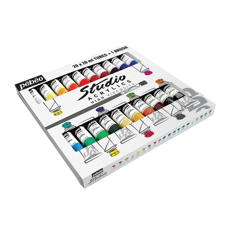 Pebeo - Studio Acrylics 20x20ml Tube set with Brush
