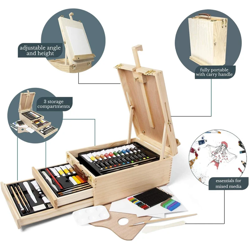 Elements 108 Piece Complete Mixed Media Easel Art Set