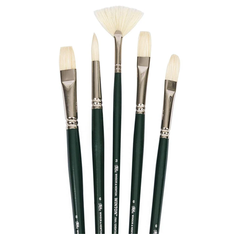 Winsor and Newton - Winton - 5 Long Handle Hog Oil Brush Set