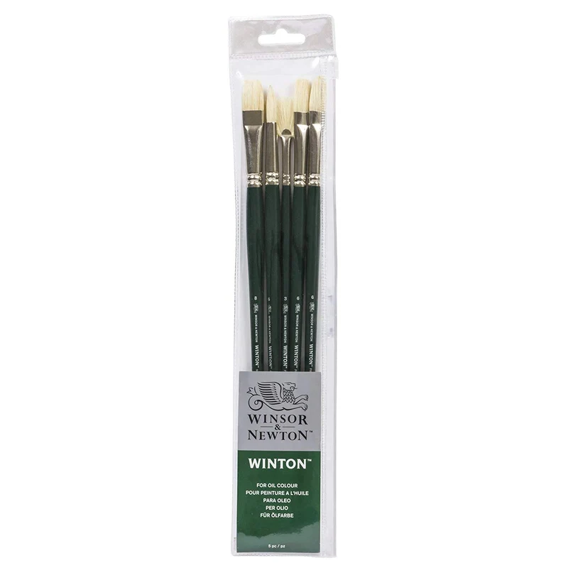 Winsor and Newton - Winton - 5 Long Handle Hog Oil Brush Set