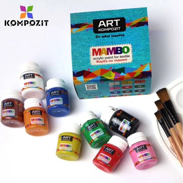 MAMBO Kompozit Set of Fabric and Leather Paints, 9 x 20 ml