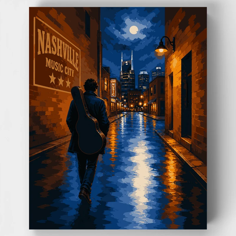 Moonlit Music City - Paint by Numbers Kit