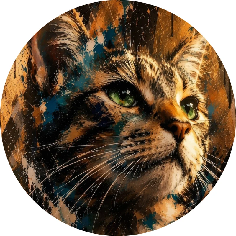 Aluminiumbild Beeindruckendes modernes Katzenportrait im Street Art Stil Kreis