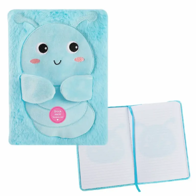 Idena Notizbuch Fluffy Raupe liniert A5, 80 Blatt, 80 g/m²