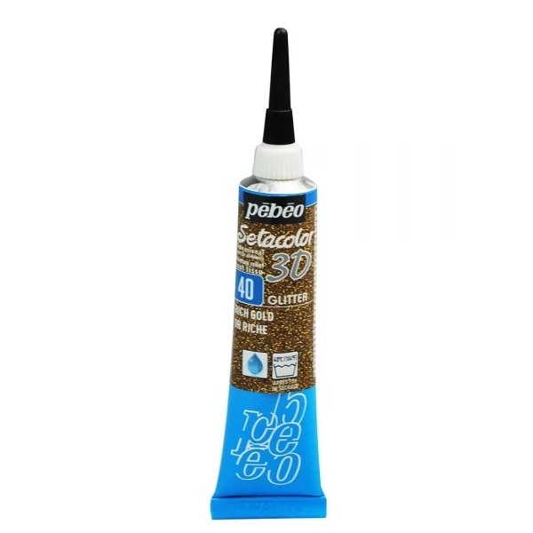 Pebeo - Setacolor Fabric & Textile 3D Glitter Effect - Rich Gold 20ml