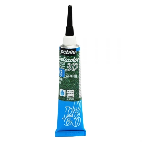 Pebeo - Setacolor Fabric & Textile 3D Glitter Effect - Green 20ml