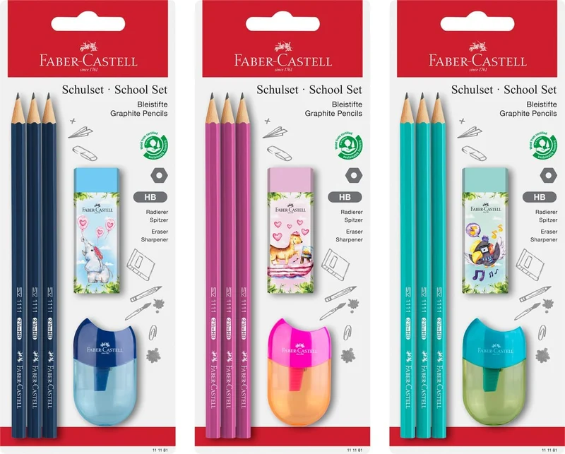 FABER-CASTELL Schulset HB 5-teilig – 1 Stk., Farbe zufällig
