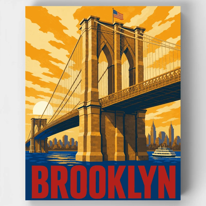 Golden Dawn Brooklyn Bridge - Paint by Numbers Kit