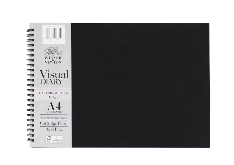 Winsor and Newton Visual Diary, Wire Bound A4 Landscape. 110gsm