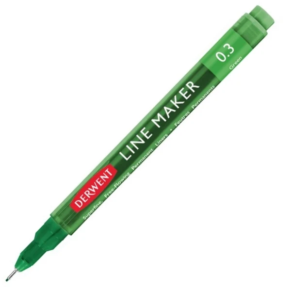 Derwent - Line Maker Pens - Green - Fine Nib 0.3mm