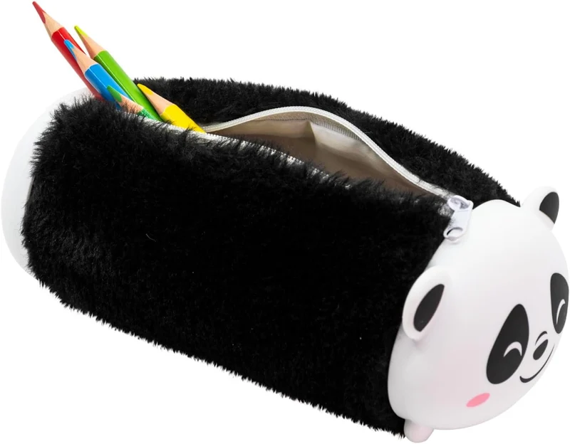 Idena Schlamper „Panda“ Fluffy – Stiftetui Polyester, schwarz-weiß