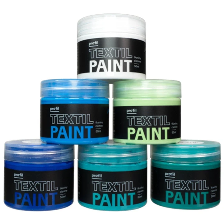 Profil Set of Fabric Paints for Dark Textiles, Blue Lagoon, 6 x 50 ml