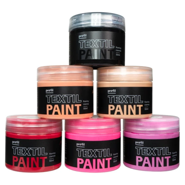 Profil Set of Fabric Paints for Dark Fabrics - Lady in Red, 6 x 50 ml