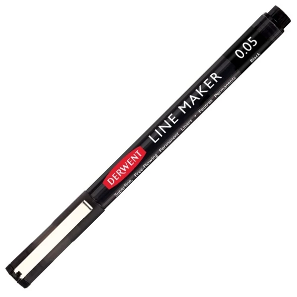 Derwent - Line Maker Pens - Black - 3x Assorted Size Nibs