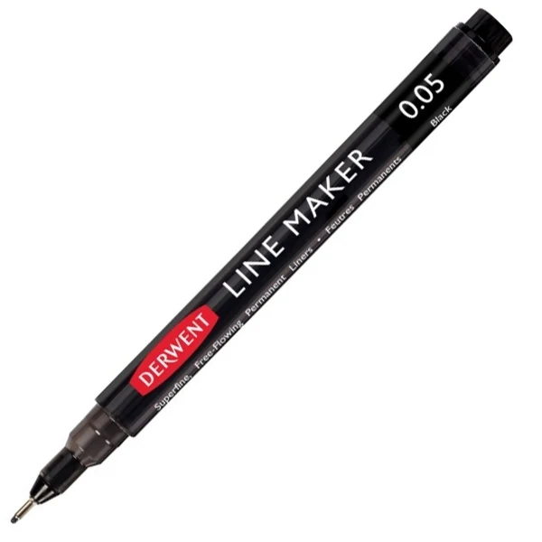 Derwent - Line Maker Pens - Black - 6x Assorted Size Nibs