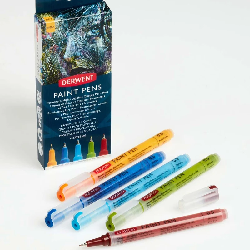Derwent - Paint Pens - 5x Assorted Colours - Palette No.2