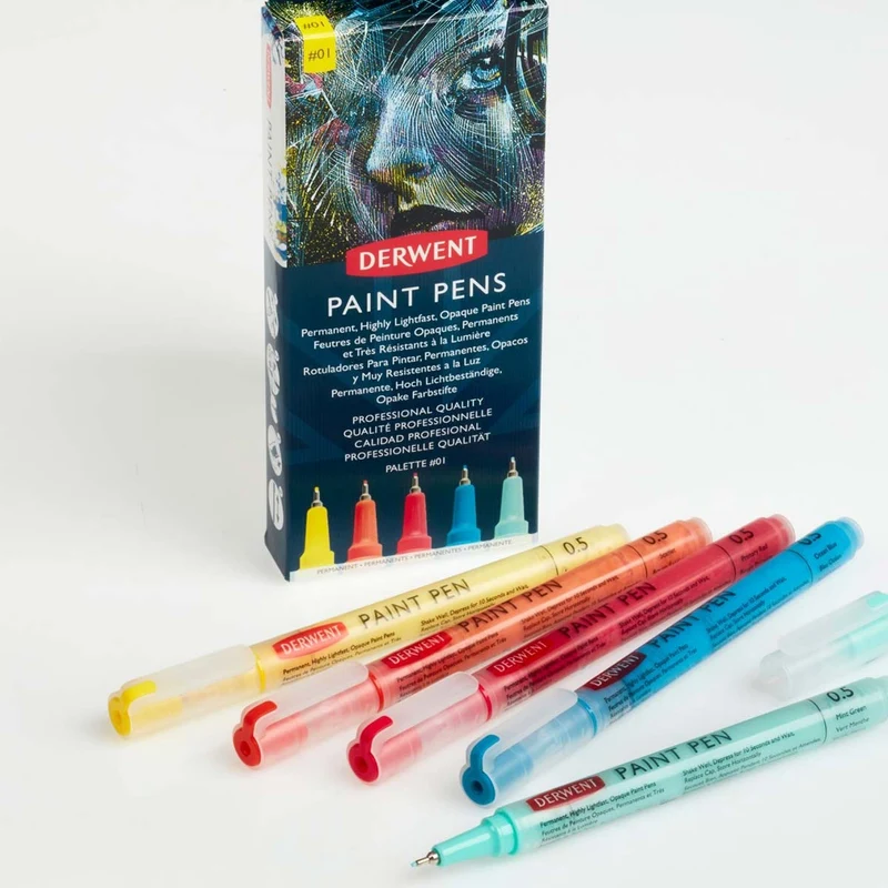 Derwent - Paint Pens - 5x Assorted Colours - Palette No.1