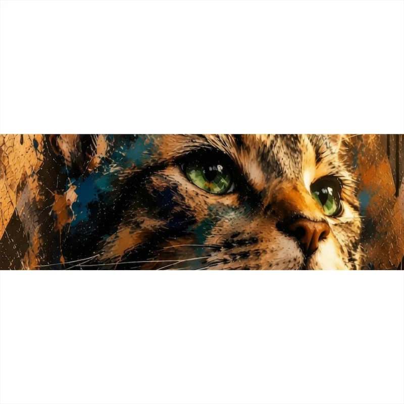 Leinwandbild Beeindruckendes modernes Katzenportrait im Street Art Stil Panorama