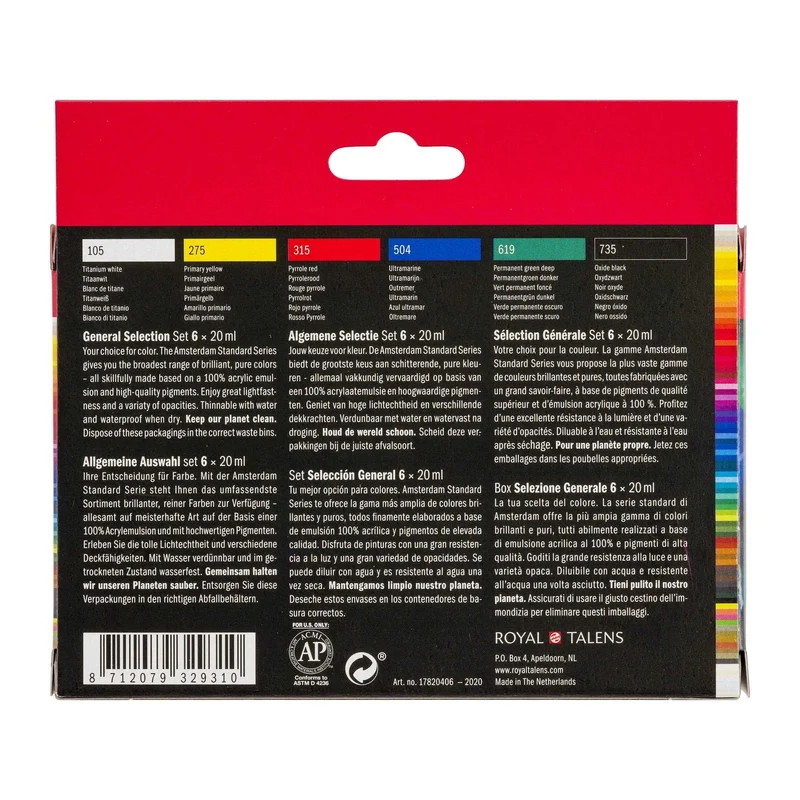 Amsterdam All Acrylics (6 x 20ml Tubes)