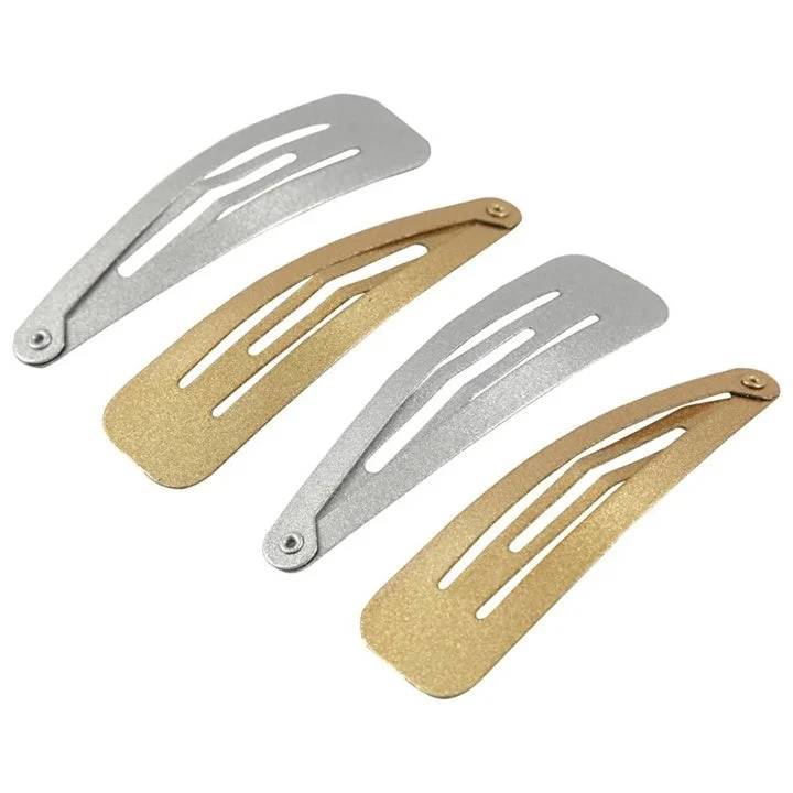Gold and Silver Metal Hair Clips, 4 pcs