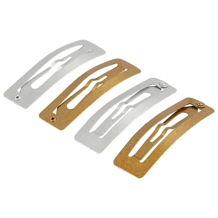 Gold and Silver Metal Hair Clips, 4 pcs