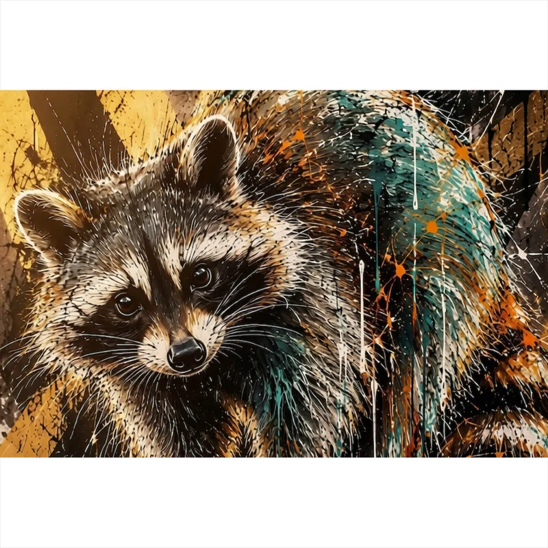 Leinwandbild Modern Art Waschbär im Street Art Stil Querformat