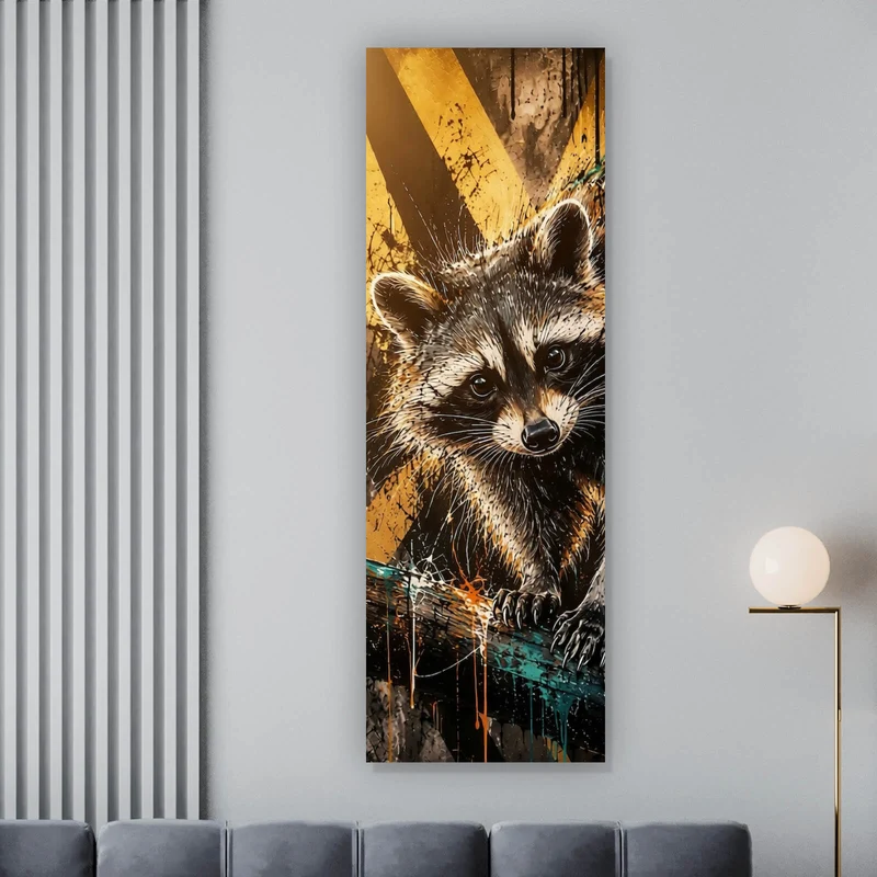 Leinwandbild Modern Art Waschbär im Street Art Stil Panorama Hoch