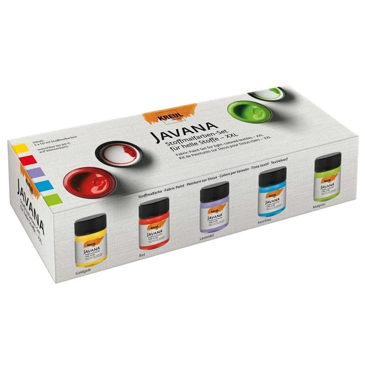 JAVANA Fabric Paint Set for Light-Colored Fabric, 5 x 50 ml
