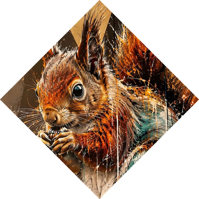 Acrylglasbild Modern Art Eichhörnchen im Street Art Stil Raute