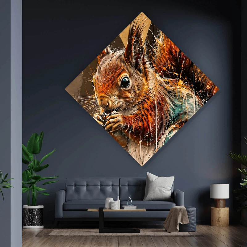 Poster Modern Art Eichhörnchen im Street Art Stil Raute